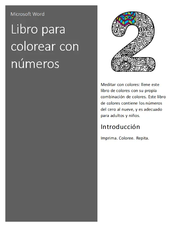 Libro de números para colorear organic boho