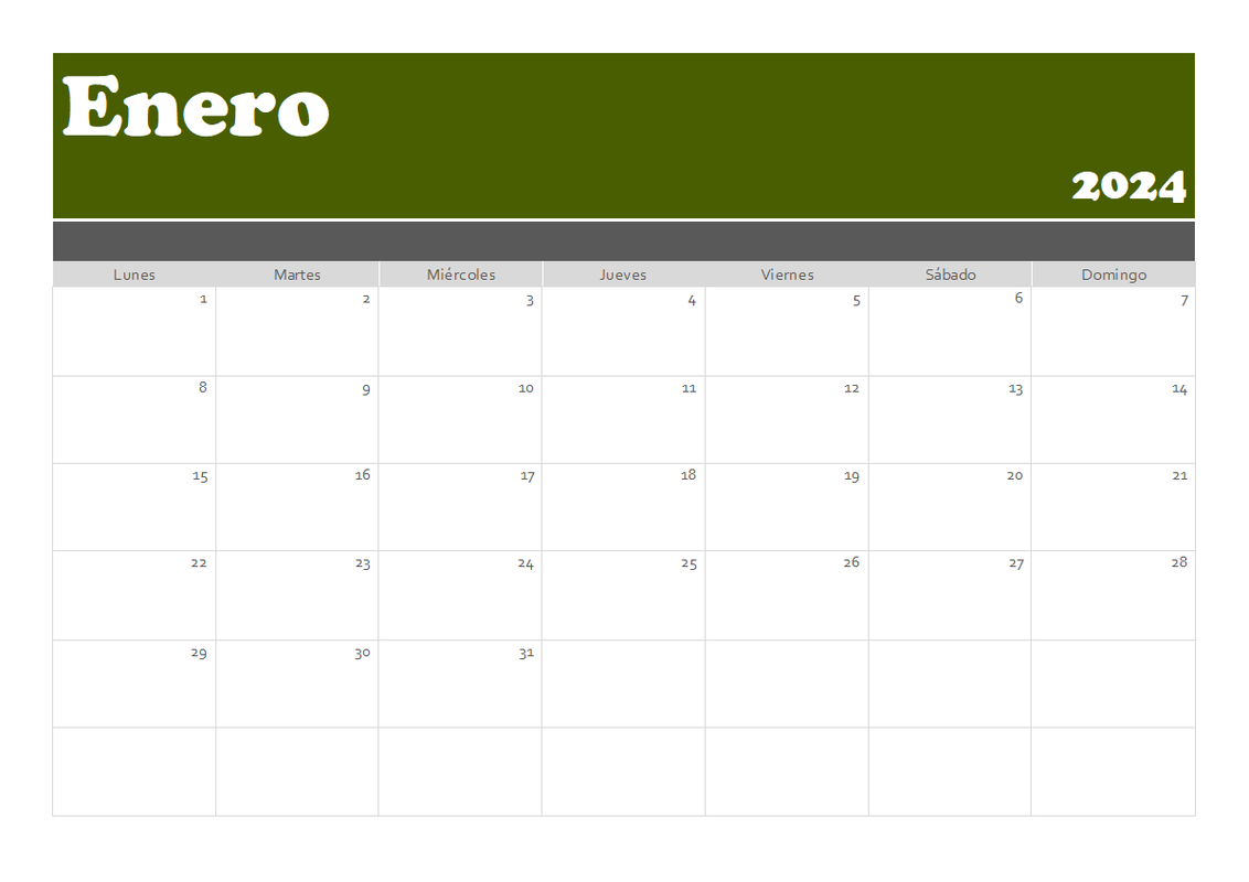 Calendario de banner green modern-simple