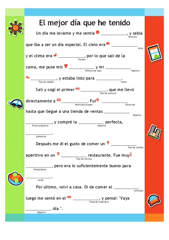 Historia divertida para rellenar modern simple