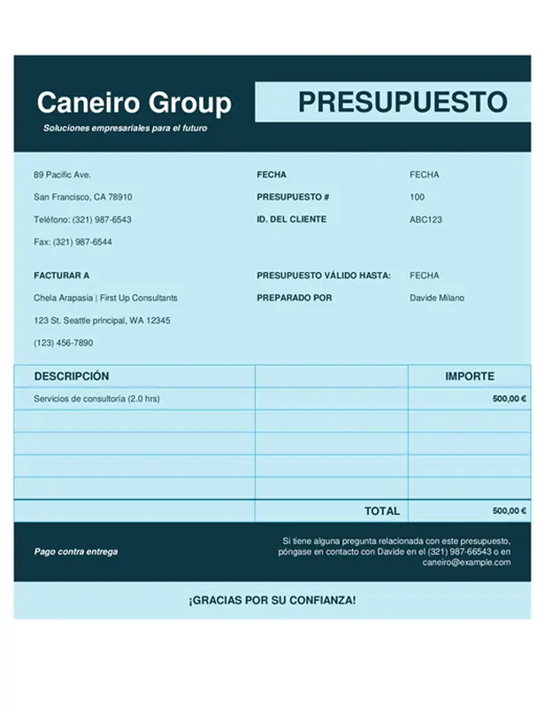 Cotización de precios sin impuestos modern simple