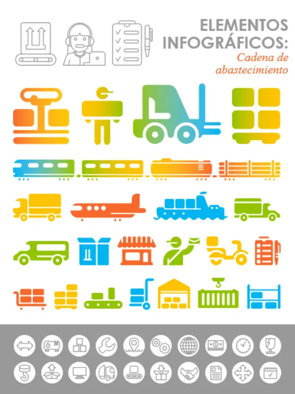 Imágenes de la cadena de suministro en infografía modern-simple