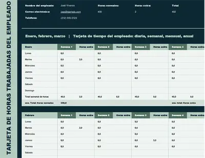 Hoja de horas de empleado (semanal, mensual, anual) modern simple