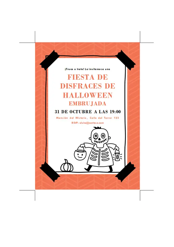 Invitación de esqueleto de Halloween whimsical-line