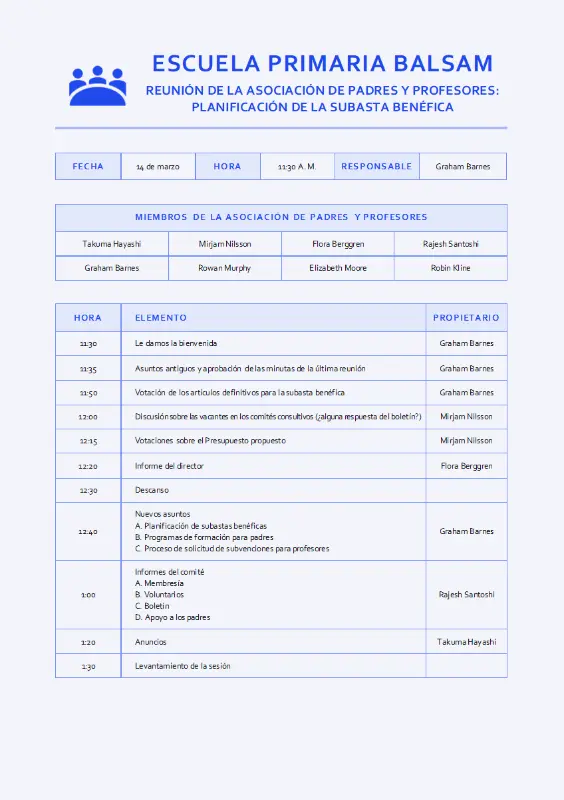 Minutas de reunión del consejo de administración blue modern simple