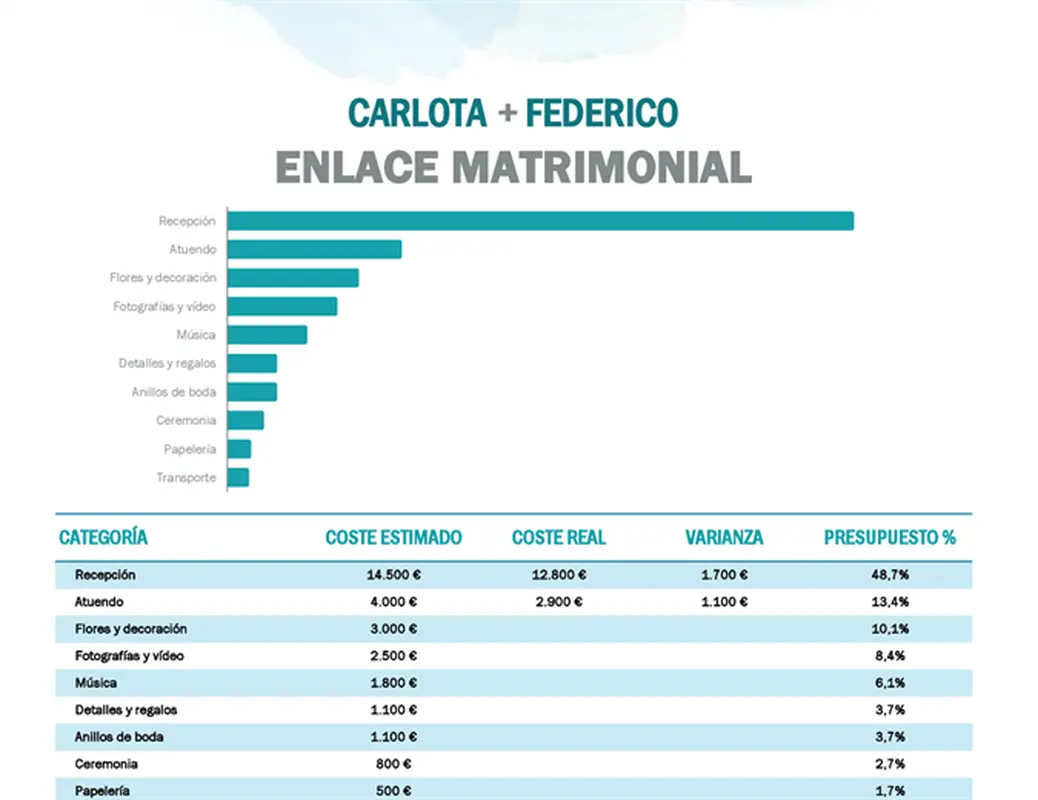 Presupuesto para boda en acuarela modern simple