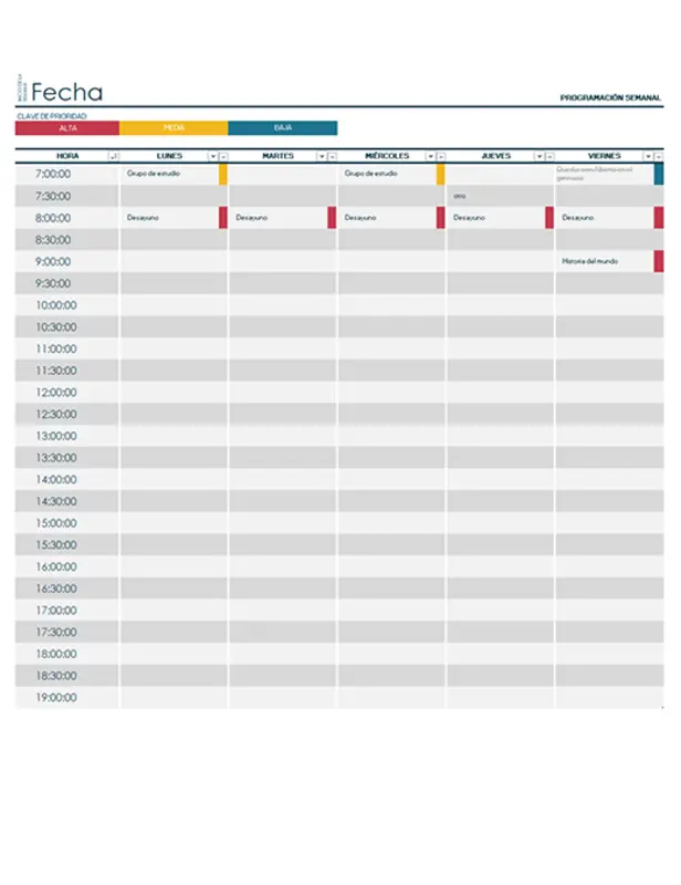 Programación universitaria semanal gray modern-simple