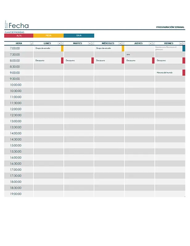Programación universitaria semanal modern-simple