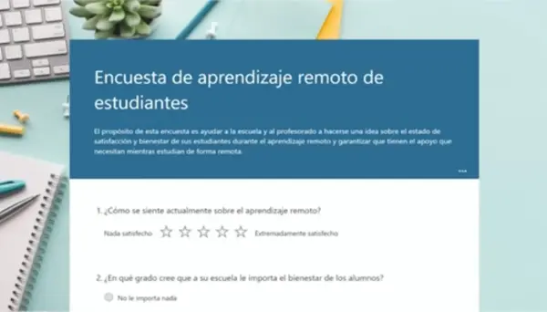 Encuesta de aprendizaje remoto de estudiantes blue modern simple