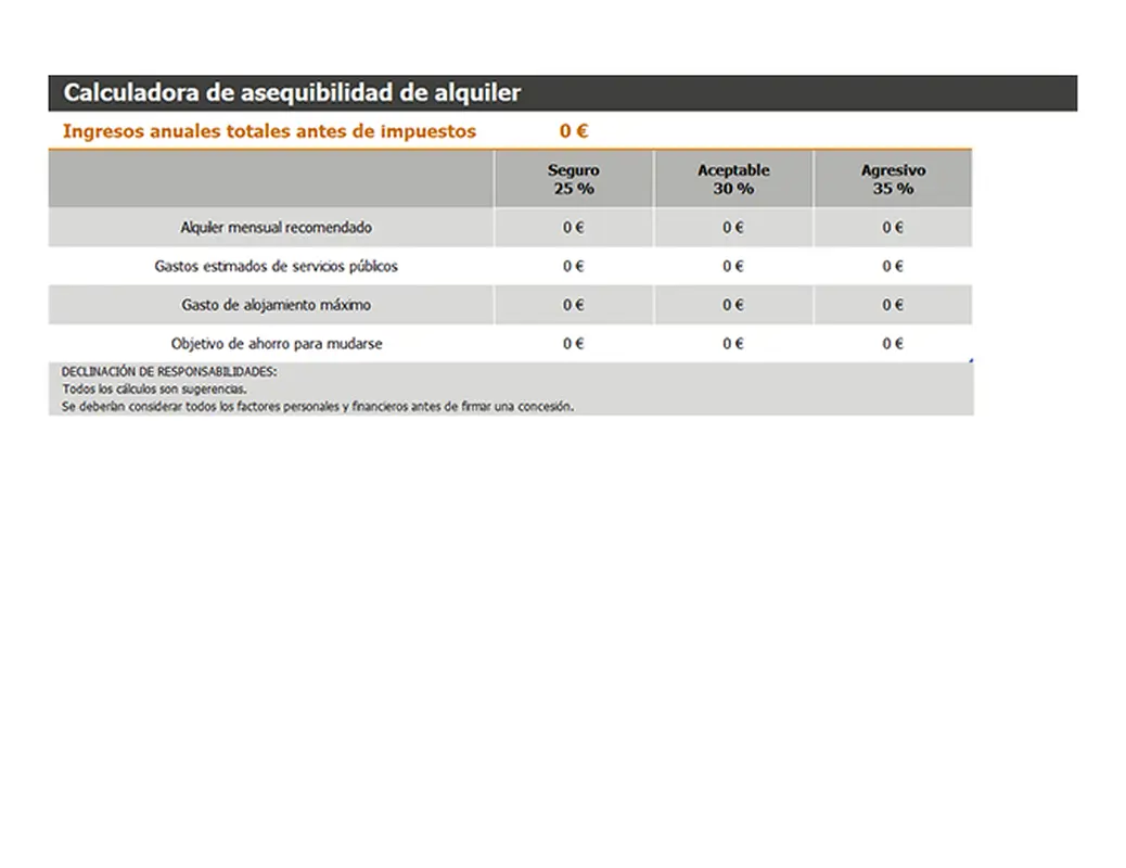 Calculadora de asequibilidad de alquiler modern simple