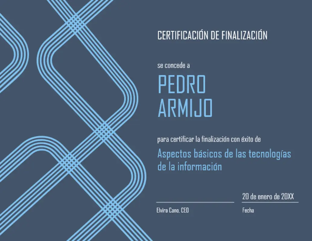 Certificado de finalización de cintas blue modern-geometric