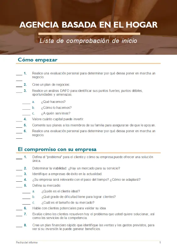 Lista de comprobación para iniciar una empresa desde casa blue modern simple