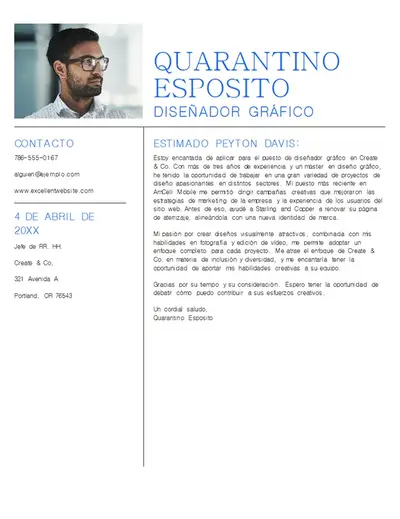 Carta de presentación para diseñador gráfico minimalista blanca