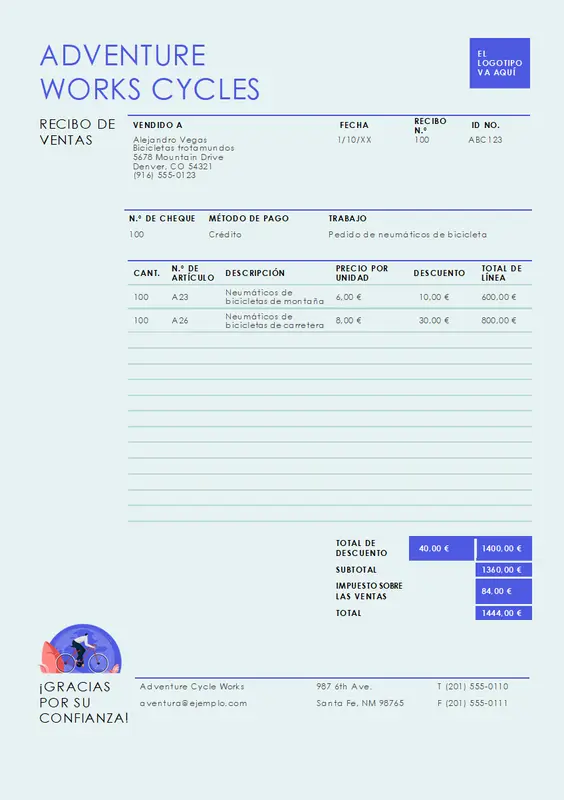 Recibo de ventas empresariales modern simple