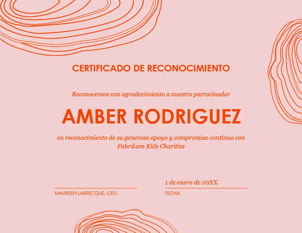 Certificado de reconocimiento con dibujo de espiral  organic-simple