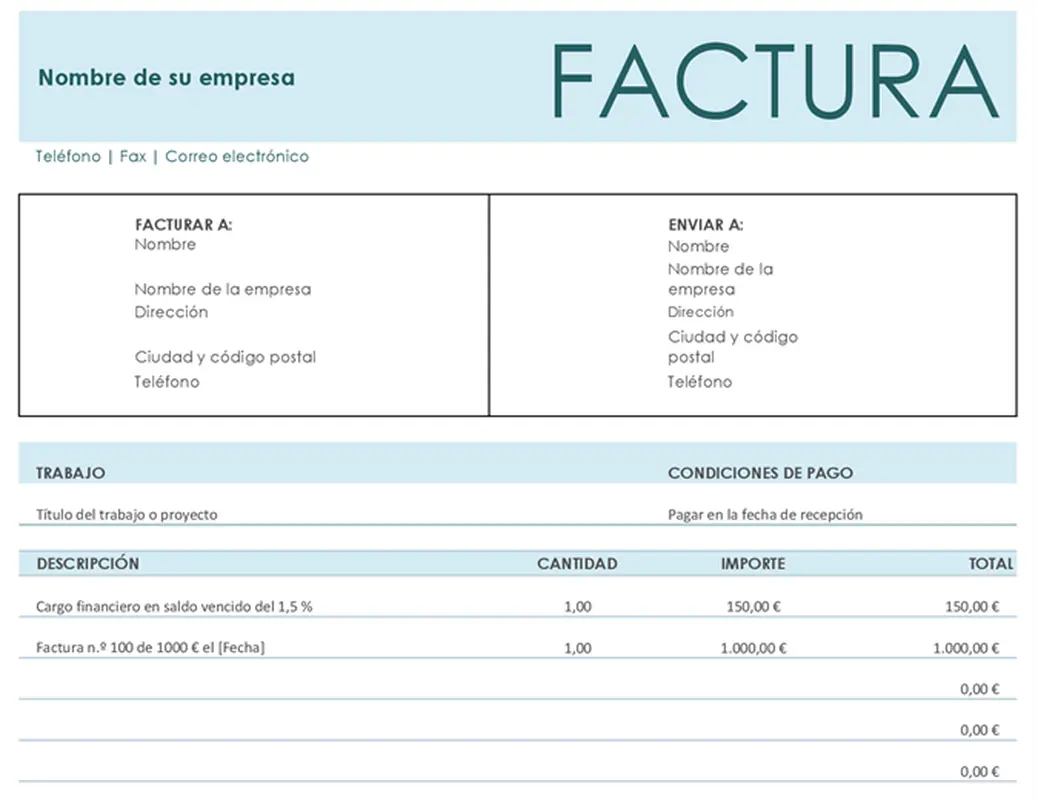 Factura de cargo financiero básica modern simple