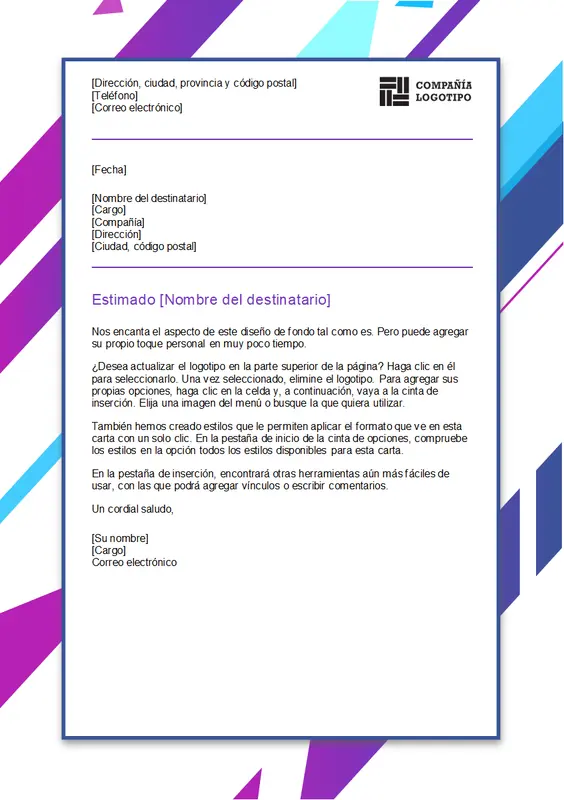 Membrete con gráfico púrpura modern-geometric