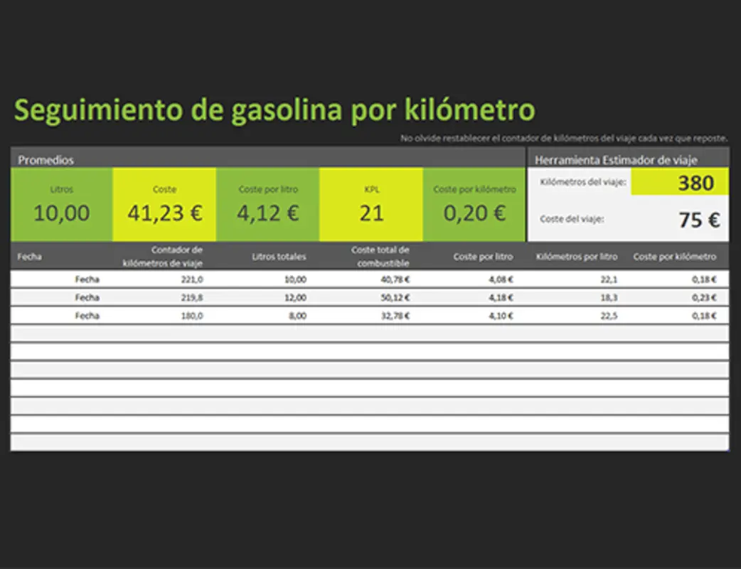 Control de consumo de combustible green modern simple