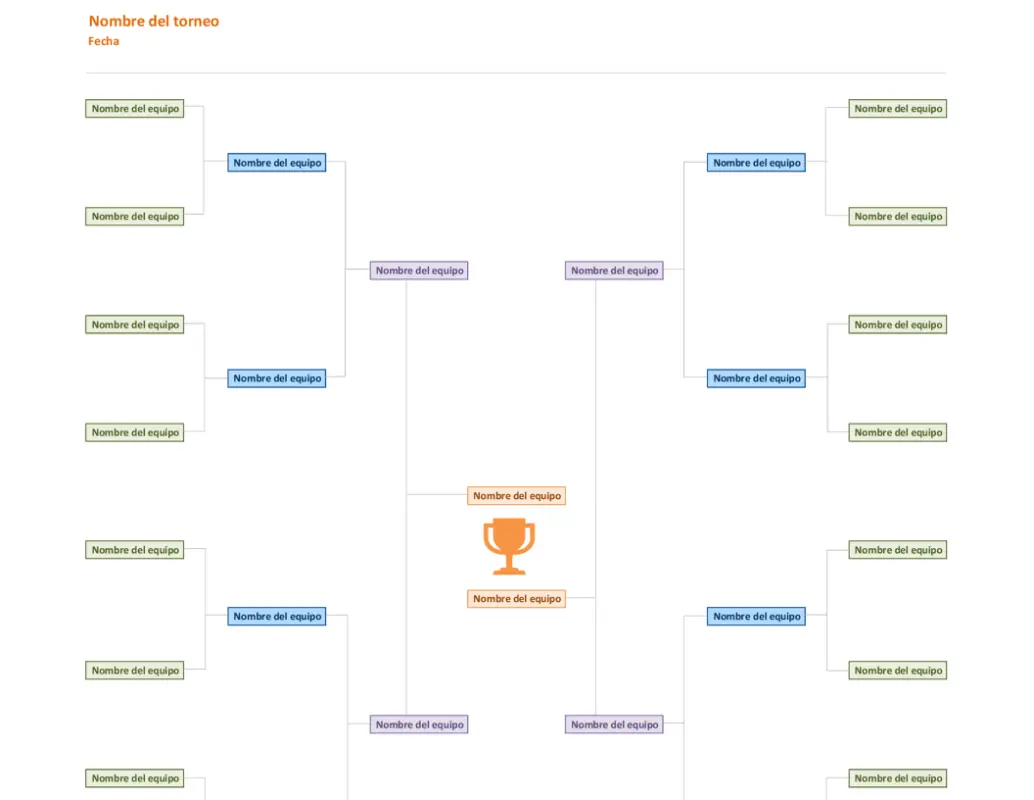 Diagrama de torneo para 16 participantes orange modern simple