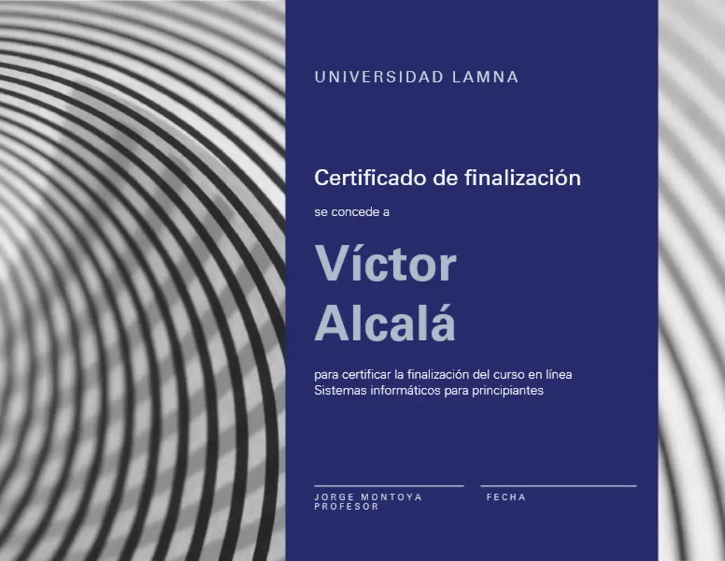 Certificado de finalización del curso blue modern-geometric