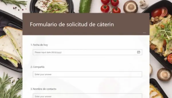 Formulario de solicitud de servicio de comidas brown