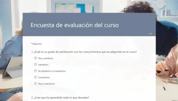 Encuesta de evaluación del curso blue modern simple