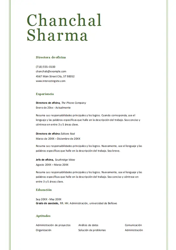 Currículum vítae clásico simple de ATS modern simple