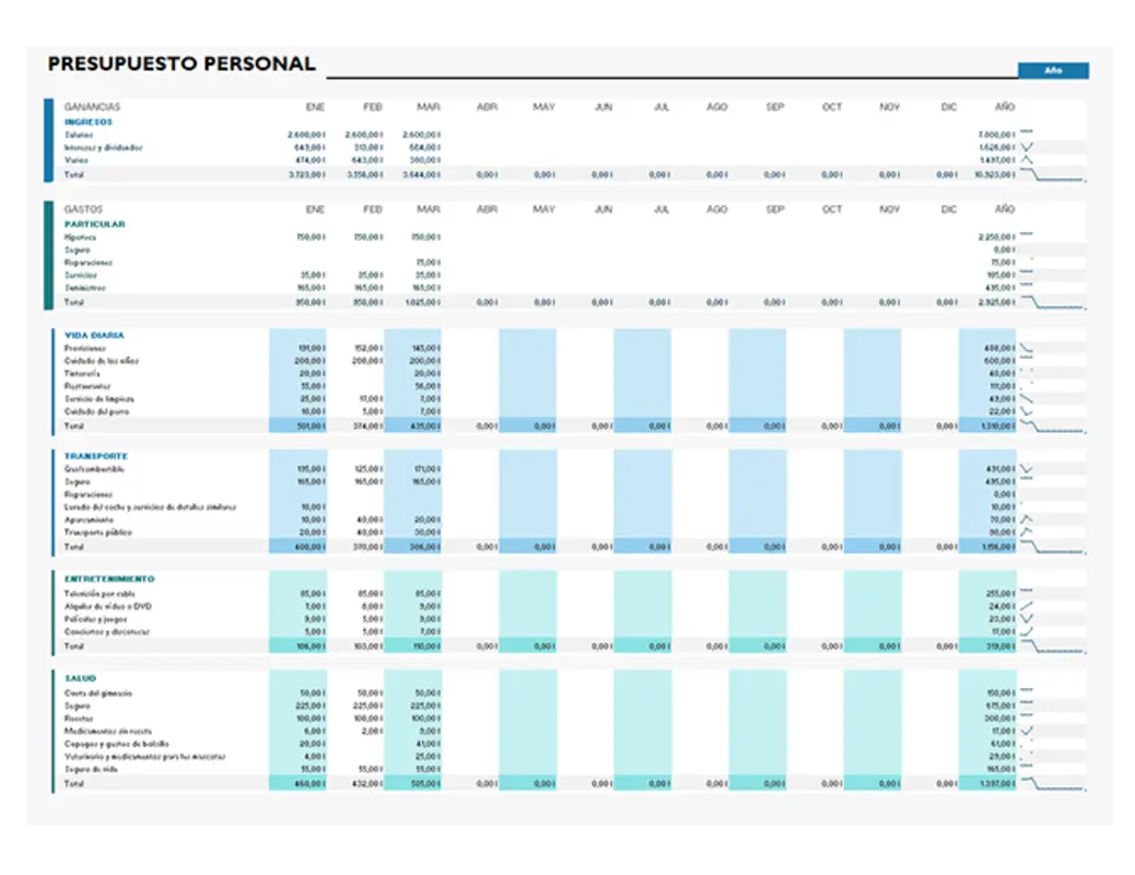 Presupuesto personal simple blue modern-simple