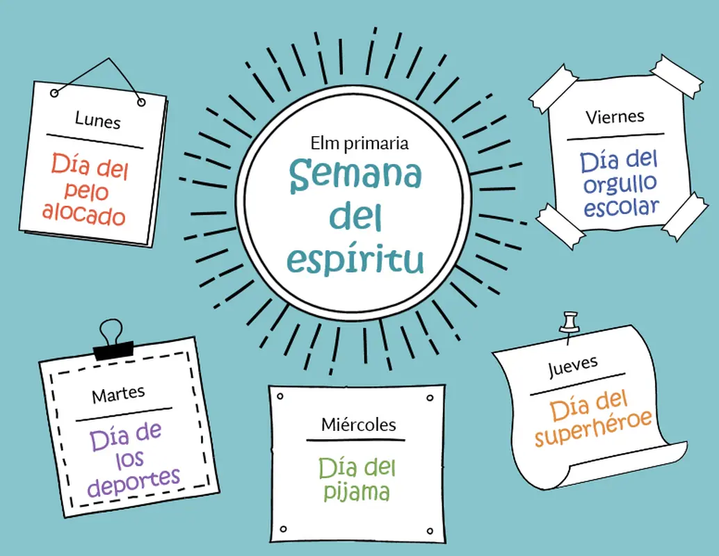 Calendario de la semana del espíritu whimsical-color-block