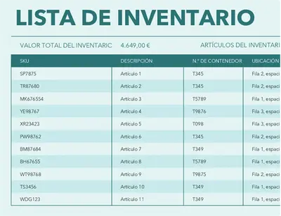 Inventario de almacén