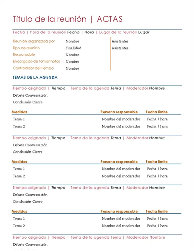 Actas de la reunión