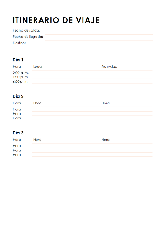 Itinerario de viaje minimalista null modern simple