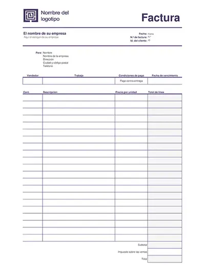 Factura de servicio (diseño de líneas sencillas)