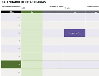 Calendario de citas diario