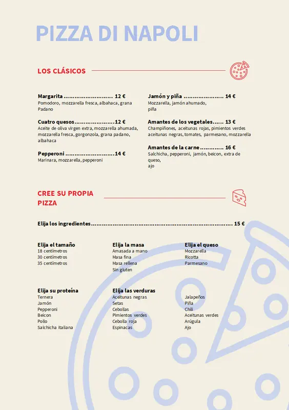 Menú de pizza  modern-simple