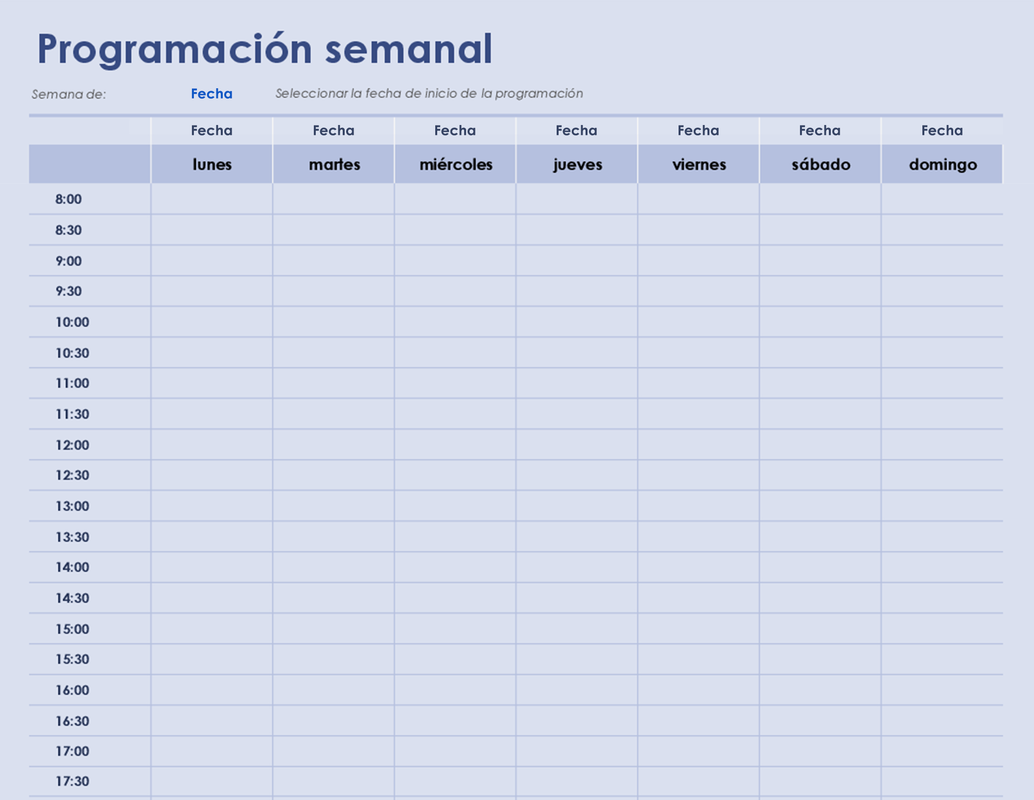 Programación semanal sencilla modern simple