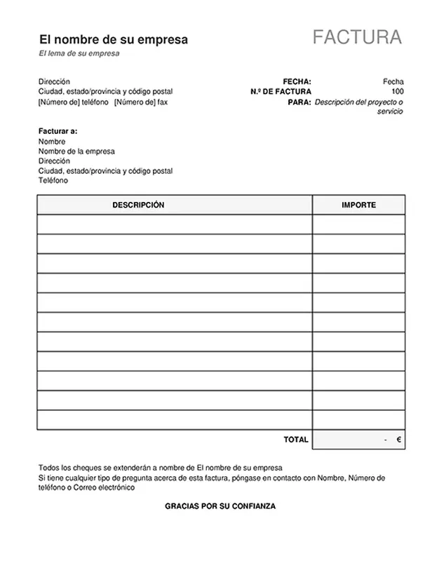 Factura simple que calcula el total modern simple