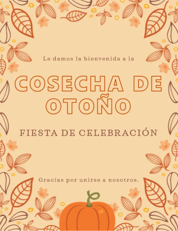 Imprimibles para fiesta de otoño orange whimsical-line