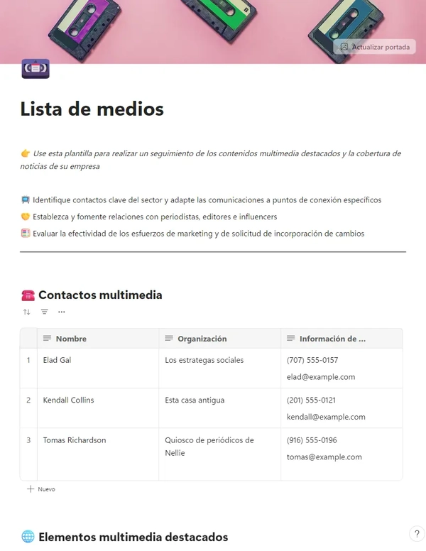 Lista de medios