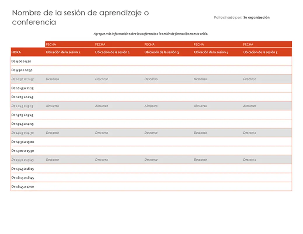 Programación de eventos orange modern-simple