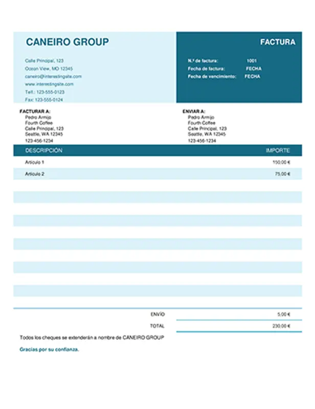Factura básica modern simple