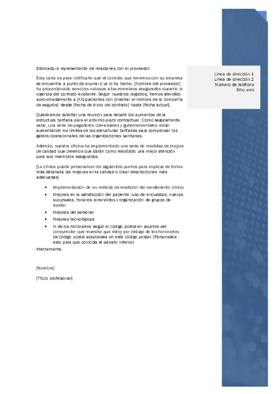 Carta de relaciones con proveedores para el sector médico blue modern-simple