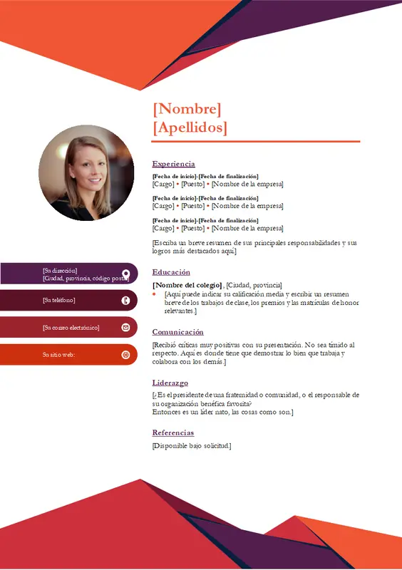 Currículum vítae con foto y moderno modern-geometric