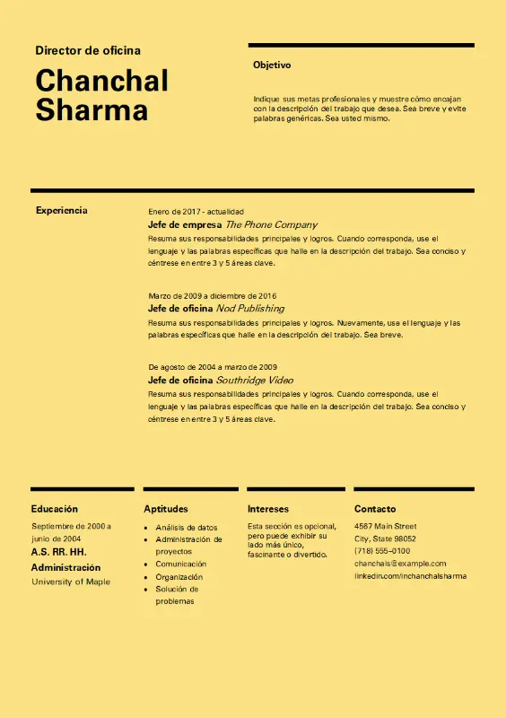 Currículo de diseño suizo yellow modern simple