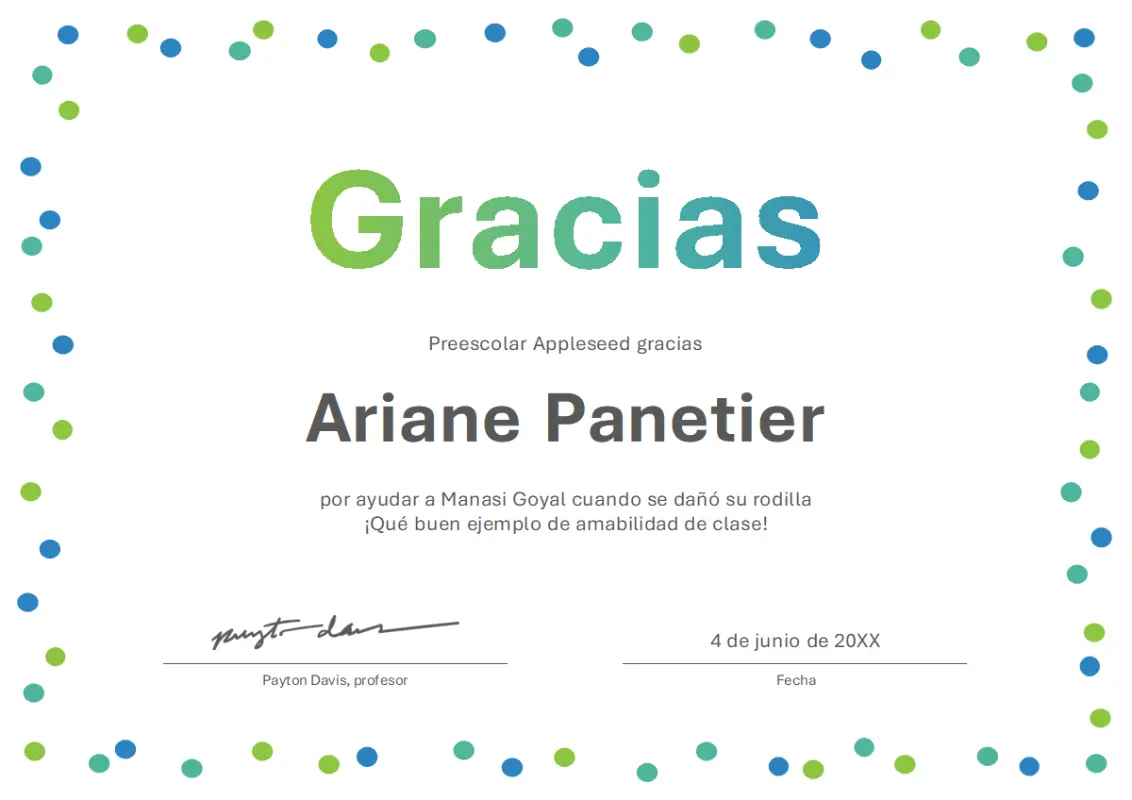 Certificado de agradecimiento con confeti  blue modern-simple