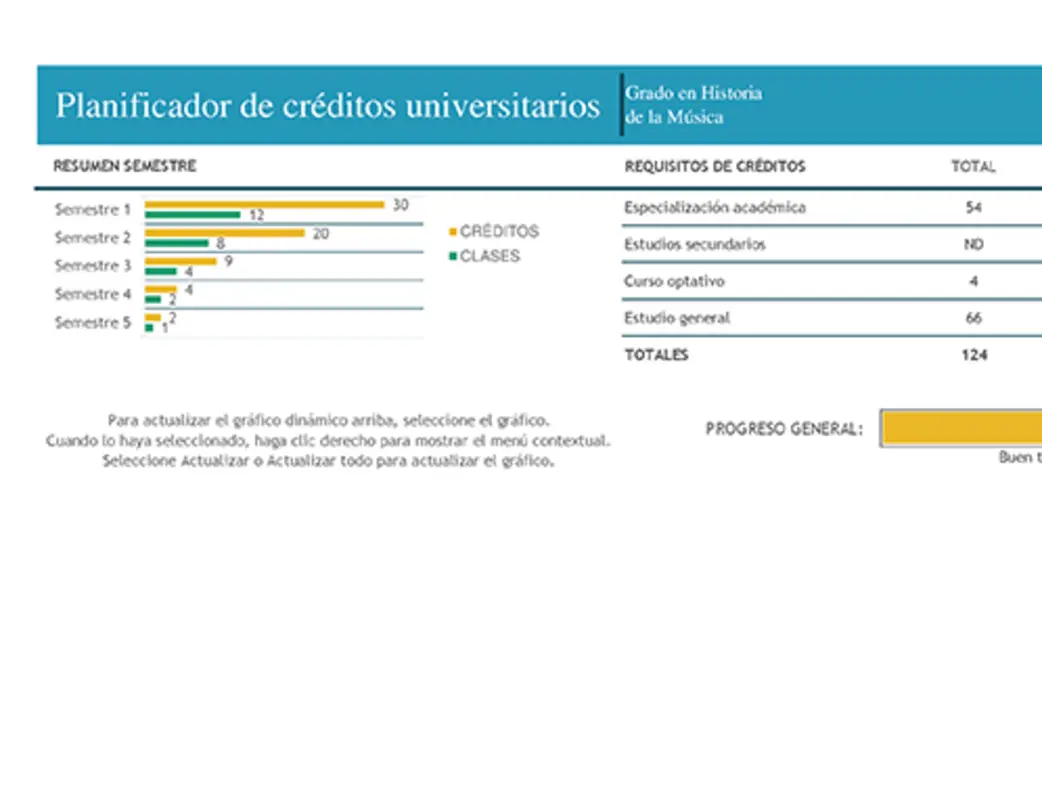 Planificador de créditos universitarios blue modern-simple