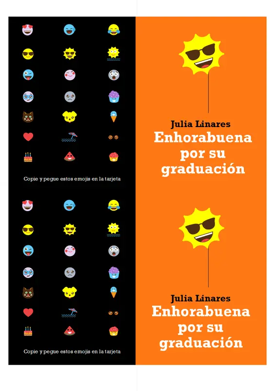 Tarjeta de graduación con emojis modern-bold