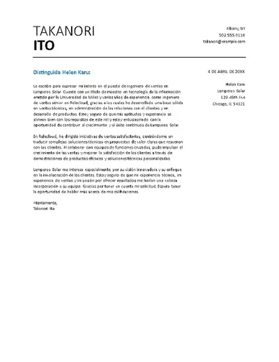 Carta de presentación de ventas básica