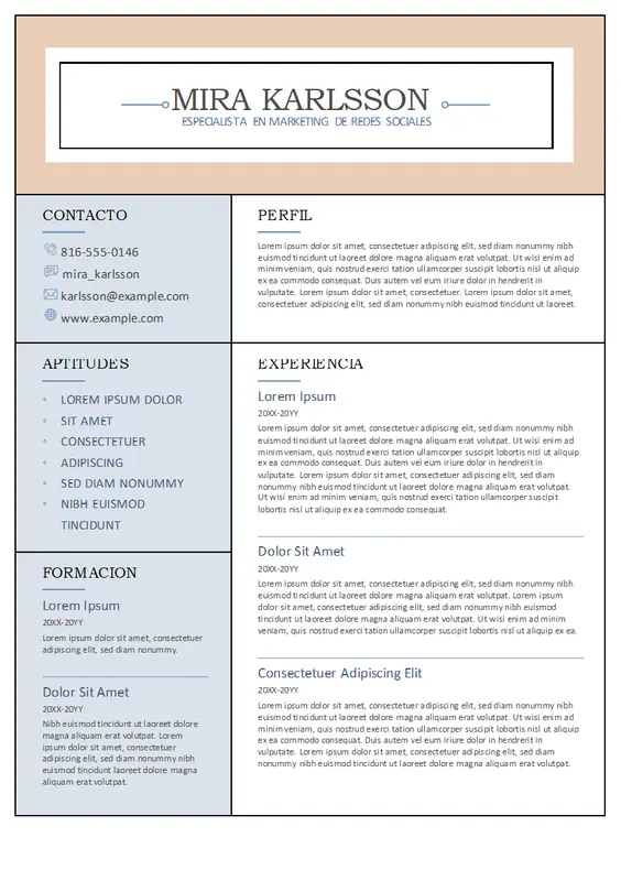 Currículum en columnas modern-simple