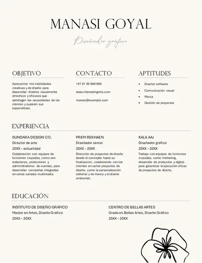 Currículum de diseño gráfico elegante