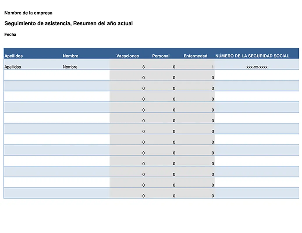 Registro de asistencia del empleado